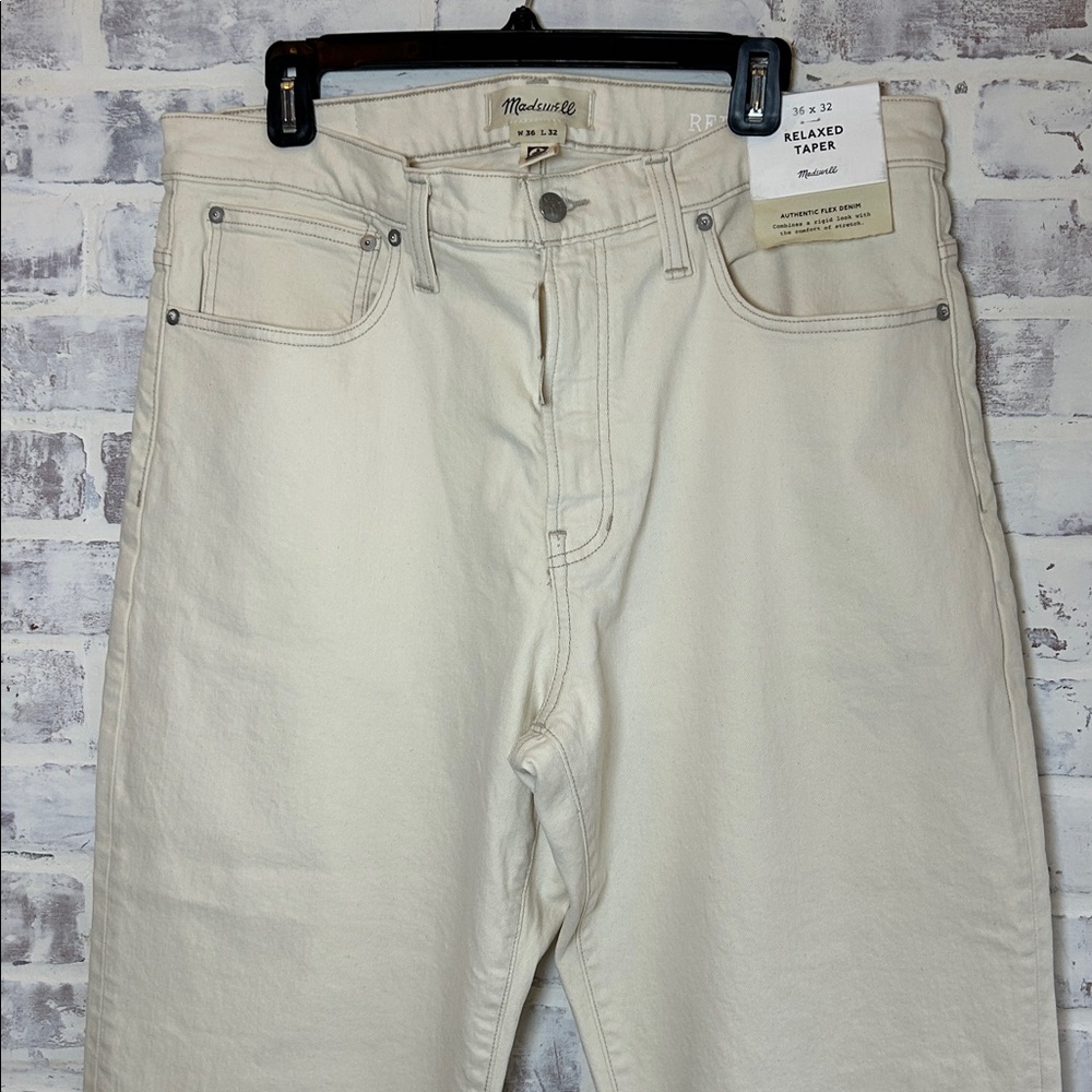Madewell Men’s 36 X 32 Relaxed Taper Jeans Denim Stretch NWT VTG Canvas/ Cream - Picture 7 of 8